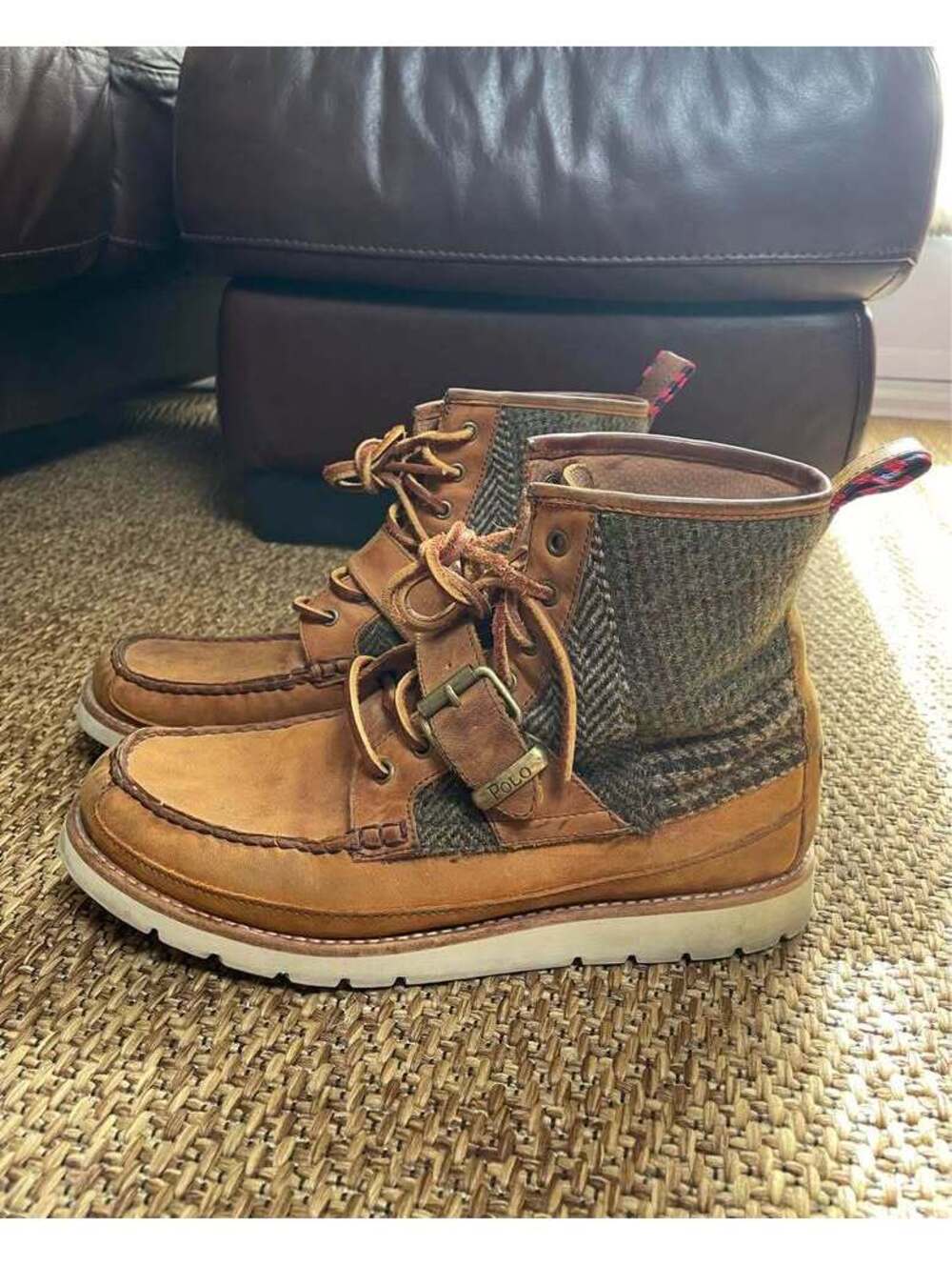 Polo Ralph Lauren "Saddleworth" Leather & Tweed Boots